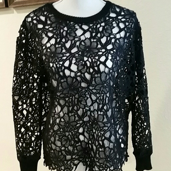 Halogen Tops - Halogen Petite Black Lace Top Size SP